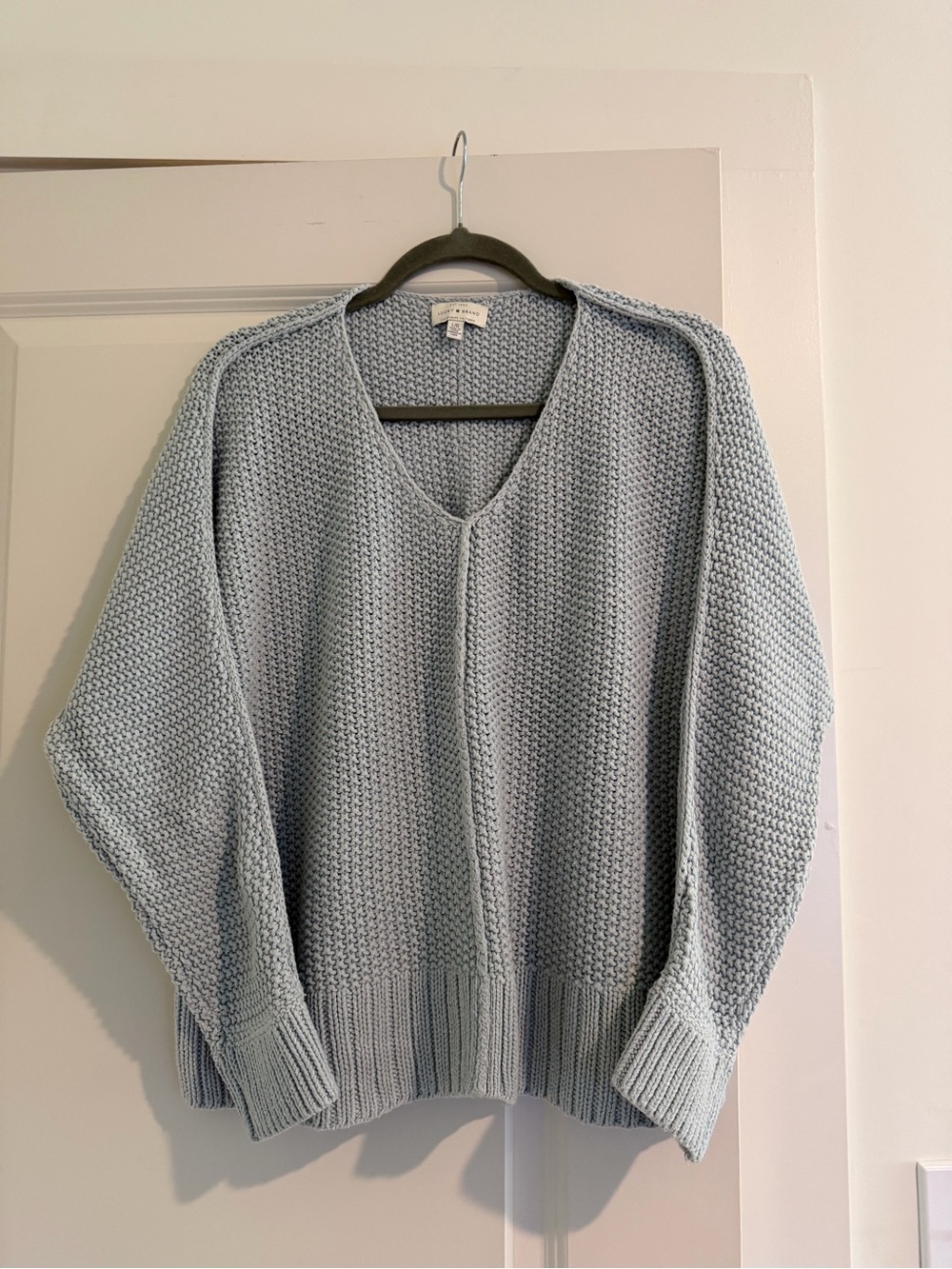 Lucky Brand Light Blue V-Neck Chunky cotton sweater